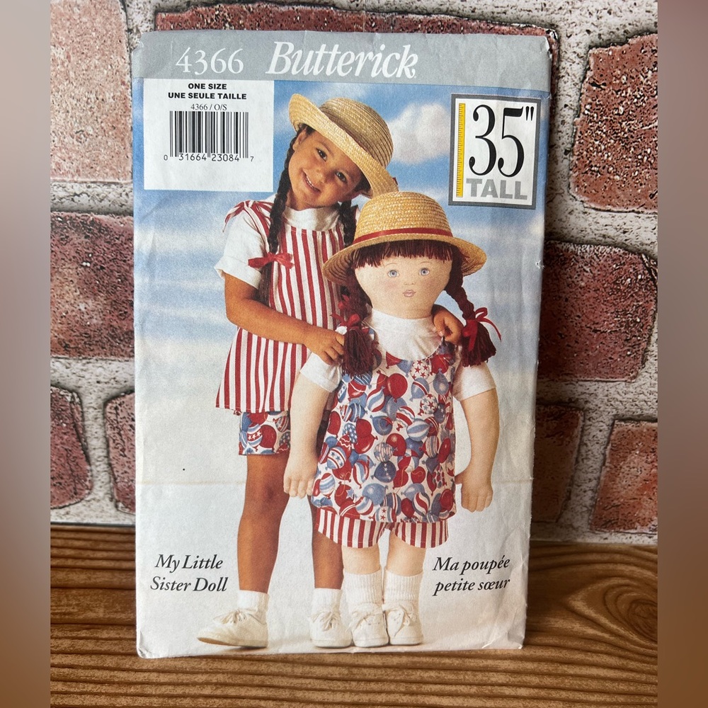 Butterick Pattern 4366 My Little Sister Doll 35” tall